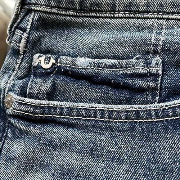 True Religion NWT jeans 34 GINO relaxed slim dark blue wash faded distressed - Picture 9 of 16